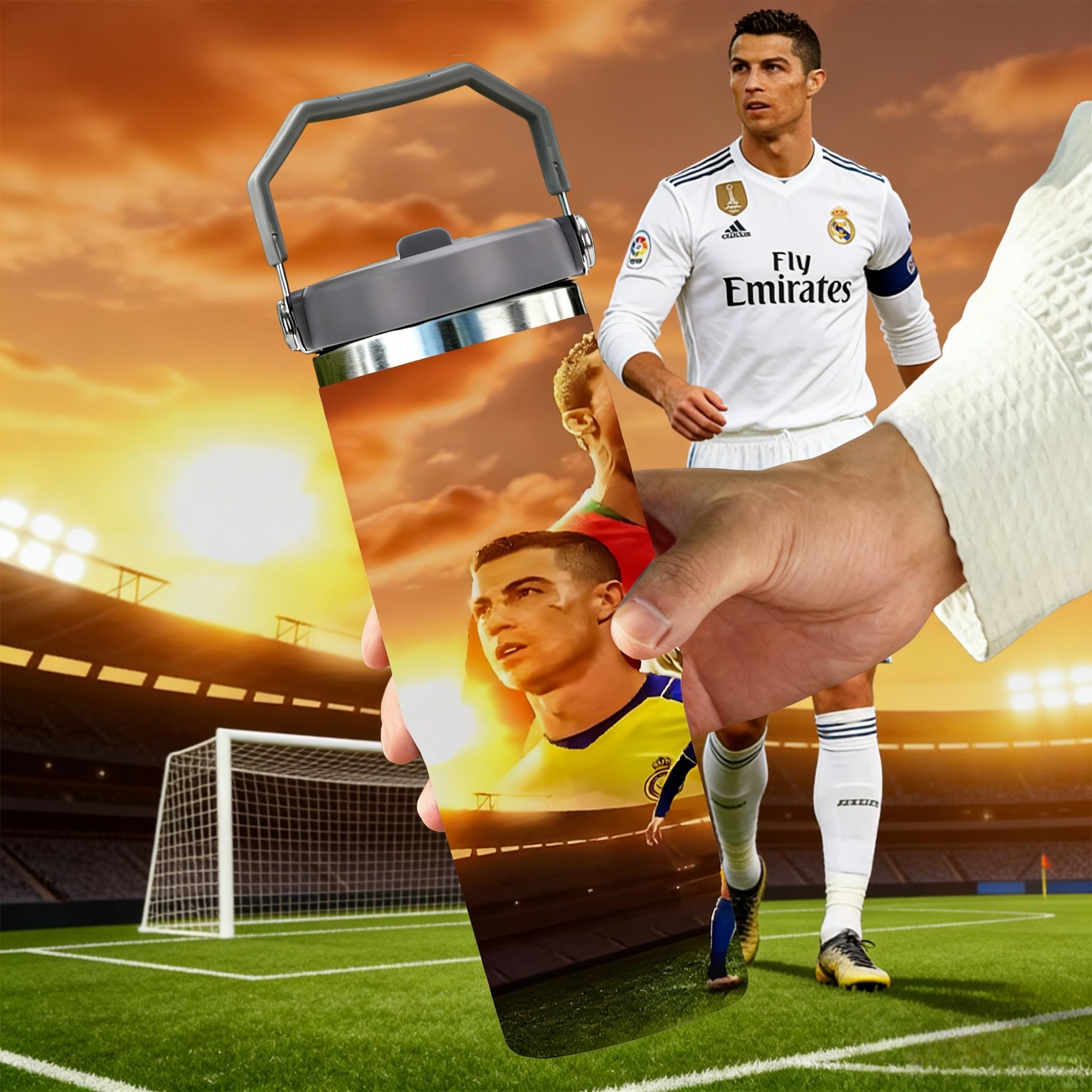 1pc 30oz stainless steel large-capacity car water bottle, Number 7 jersey Pattern，for Cristiano Ronaldo fans.for football enthusiasts. various patterns to choose from, fan gift, Outdoor camping Coffee Cups & Mugs