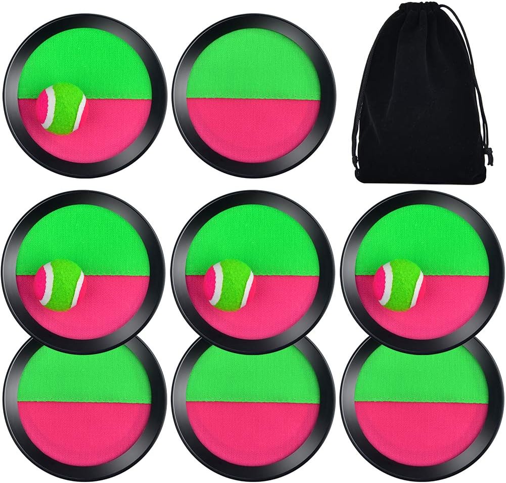 4 Sets Paddle Catch Ball and Toss Game 15.5cm Velcro Catch Ball Set for Sport with a Bag