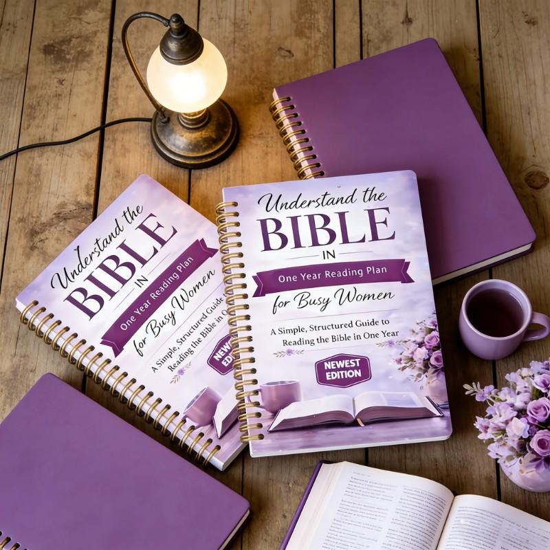 Christian Bible Reading Plan Book & Log, Portable Structured Daily Learning Journal, Ideal for Personal, Family, Group Use, Floral Design