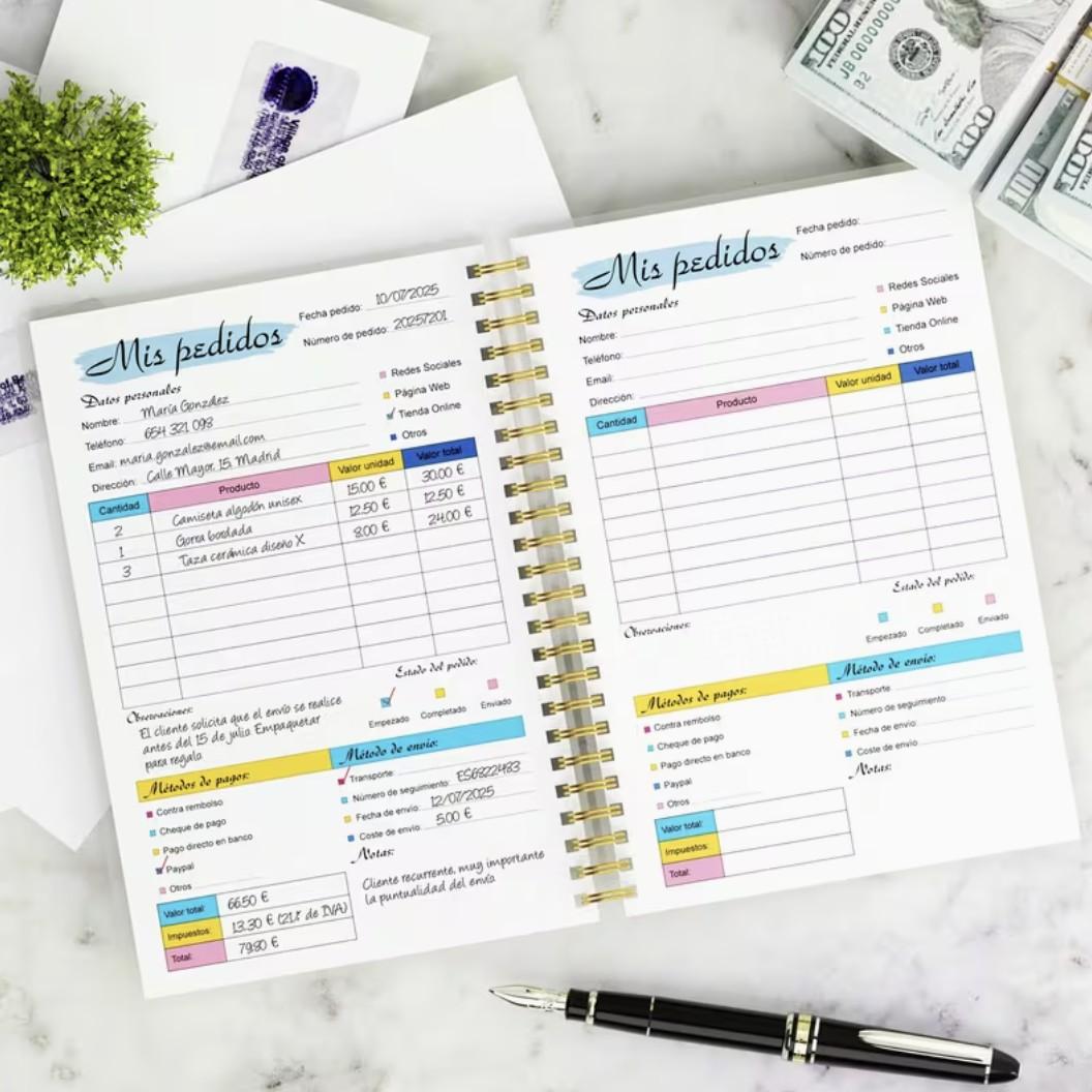 Entrepreneur Order Notebook, Business Order Tracking Manual Online, Store and Social Media, Essential Tool for Entrepreneurs