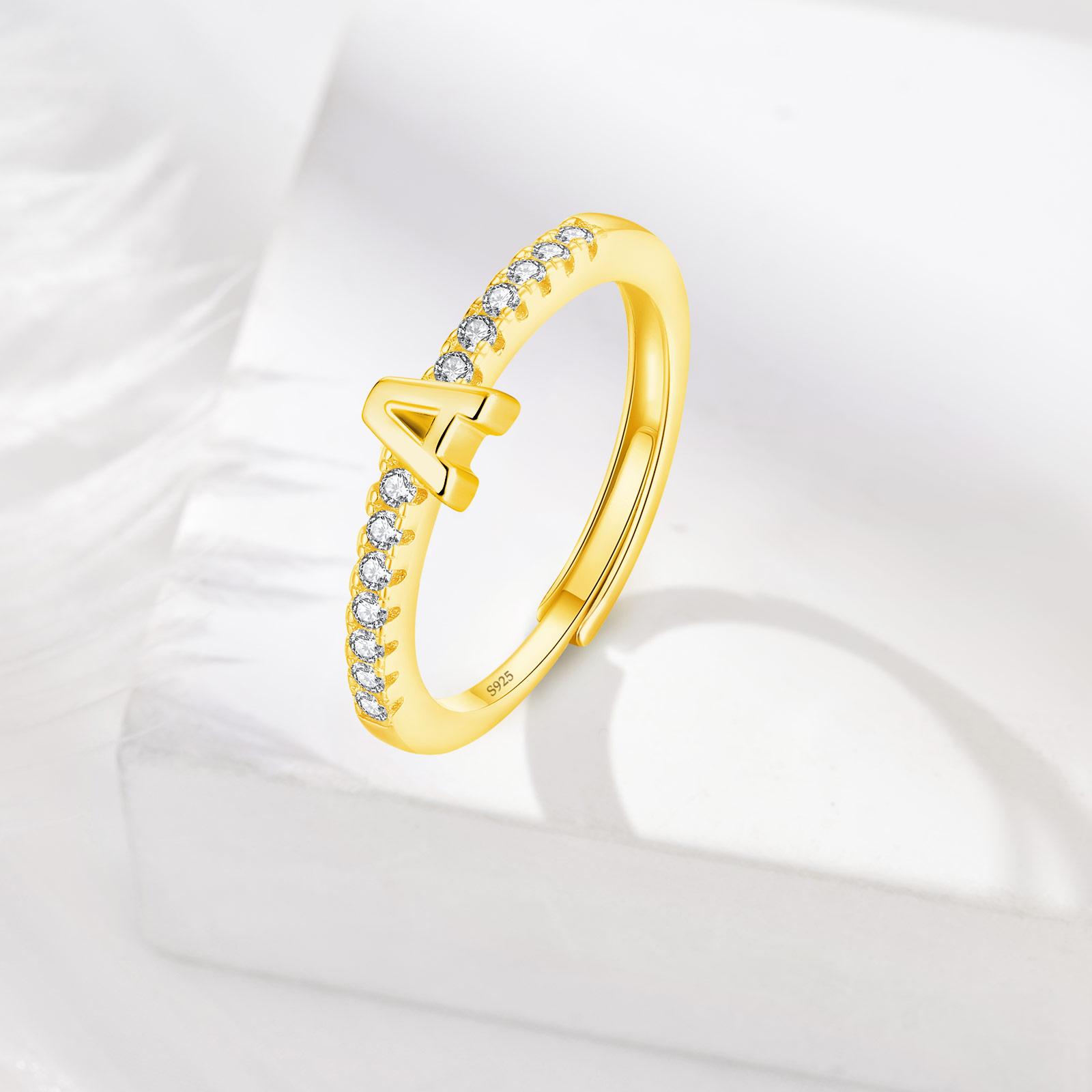 26 Initial Rings for Women & Girls, Letter A - Z Shiny Adjustable Open Rings, Personalized Name Ring Gifts For Birthday and Valentines 26 Initial Rings for Women & Girls, Letter A - Z Shiny Adjustable Open Rings, Personalized Name Ring Gifts For Birthday and Valentines