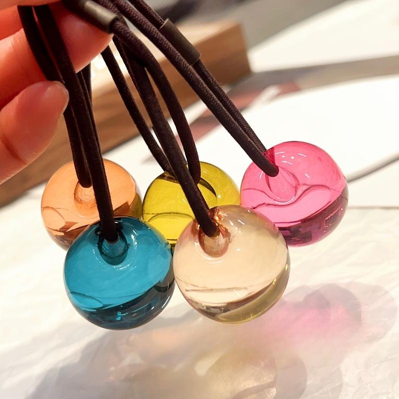 5 Pcs Adorable Beaded Hair Ties - Elastic Ponytail Holders, Colorful Hair Accessories for Women, Ideal Christmas Gift, Fashionable Daily Wear