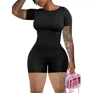 Lounge 2 Piece Sets For Women Summer Gym Two Piece Outfits Workout Plus Size Set Matching Shorts Clothes