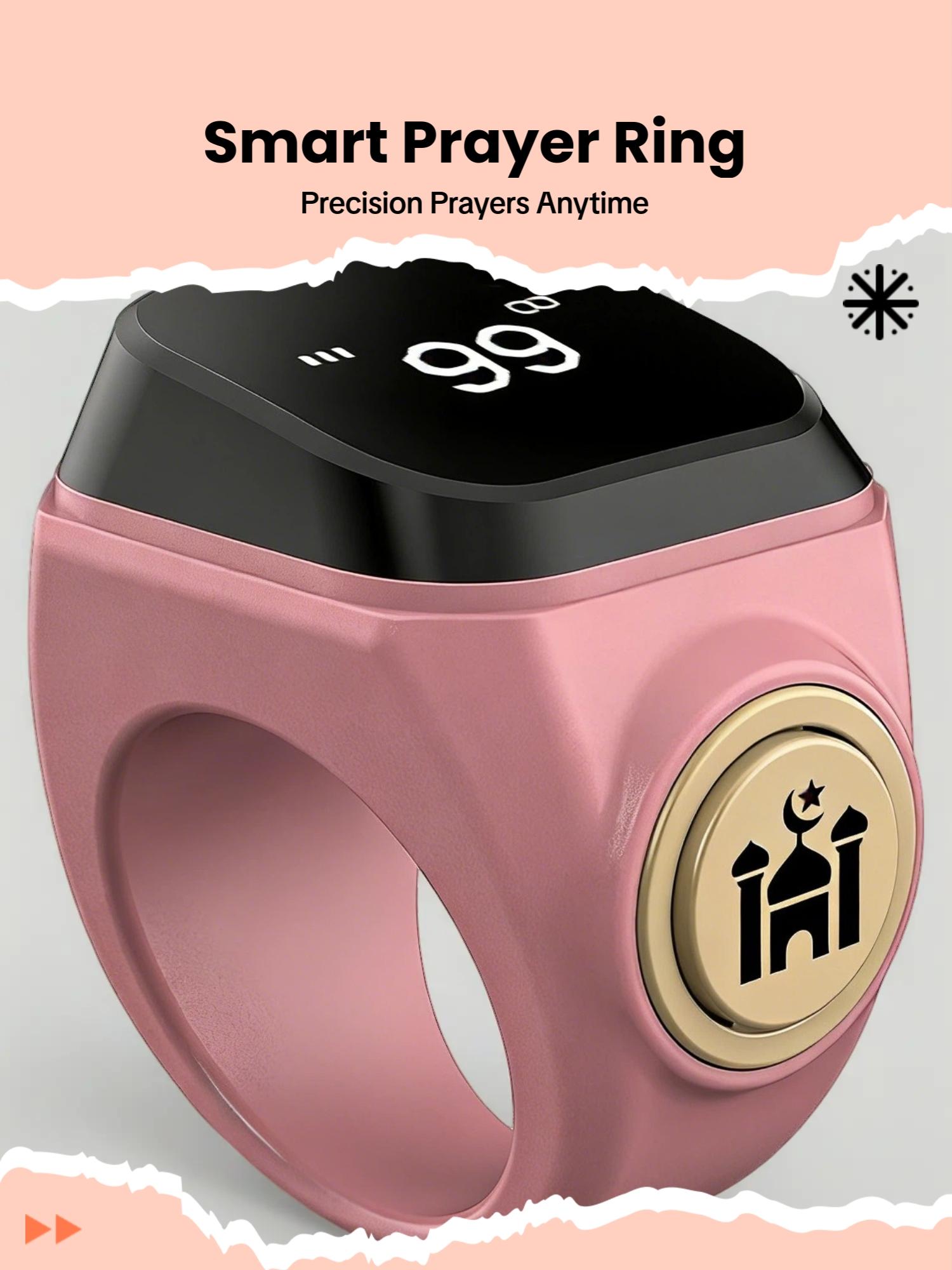 Smart Prayer Counting Ring, Precise Time Reminder + APP Tracking, Automatic Alarm, Waterproof Durable Muslim Prayer Helper