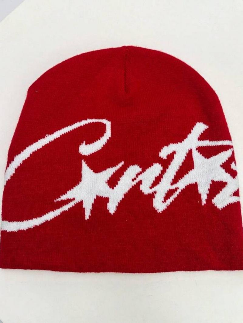 1pc Unisex American Hip Hop Streetwear Jacquard Knitted Beanie Fitted Hat, Warm & For Autumn/Winter Fall Outfit