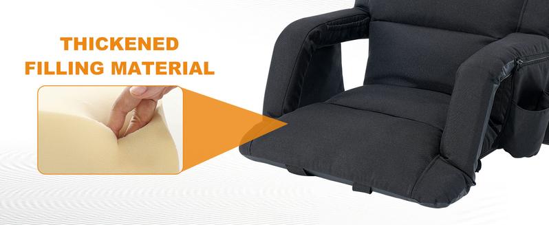 SLSY Thick Stadium Seats for Bleachers with Back Support, Folding Stadium Seats Bleacher Seats with Backs and Cushion, 6 Reclining Positions Stadium Chair for Sporting Events Outdoor Indoor