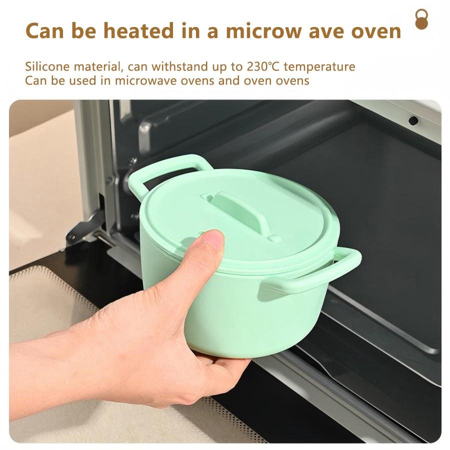 1pc Silicone Steamer Pot with Lid Heat Resistant Up to 230°c Microwave & Oven Safe Ideal for Picnics and Office Use