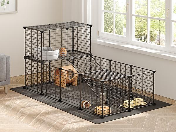 HOOBRO Guinea Pig Cage with Waterproof Mat, 24 Panels Small Animal Playpen, Rabbit Cage, Bunny Cage, Chicken Cage, Pet Playpen, Indoor Outdoor Yard Fence, 57 x 31.5 x 23.6 Inches, Black Hamster House HOOBRO Guinea Pig Cage with Waterproof Mat, 24 Panels Small Animal Playpen, Rabbit Cage, Bunny Cage, Chicken Cage, Pet Playpen, Indoor Outdoor Yard Fence, 57 x 31.5 x 23.6 Inches, Black Hamster House