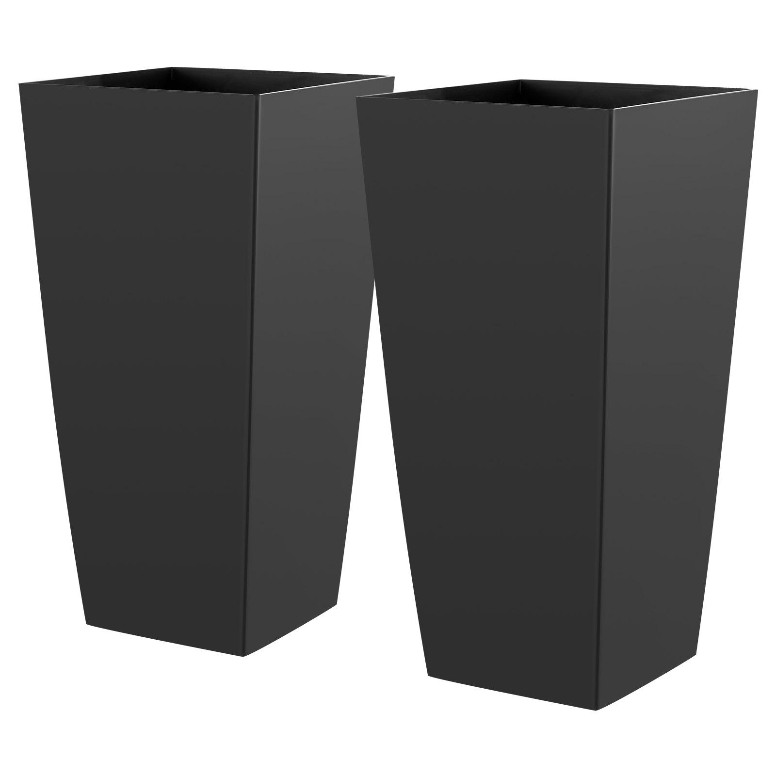 VEVOR Tall Planters Set of 2, 26 Inch Large Outdoor Taper Planters for Outdoor Indoor Plants, Front Porch Plastic Modern Flower Pots with Casters, Inner Pot & Drainage Holes for Patio, Garden, Black VEVOR Tall Planters Set of 2, 26 Inch Large Outdoor Taper Planters for Outdoor Indoor Plants, Front Porch Plastic Modern Flower Pots with Casters, Inner Pot & Drainage Holes for Patio, Garden, Black