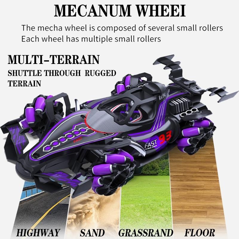 Cyber Neon Wind F1 Rc Stunt Cars Remote Control Car, LED Lights Music Effects, Dual Control Modes, Stunt Performances, Suitable for Ages 12+