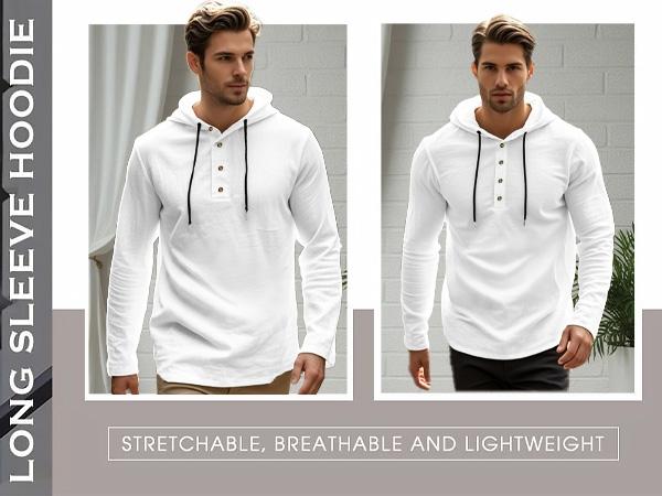 Men's Casual Long Sleeve Hooded Linen Shirt, Loose Fit Beachwear, Comfortable Breathable Spring Summer Vacation Clothing, Durable Daily Use
