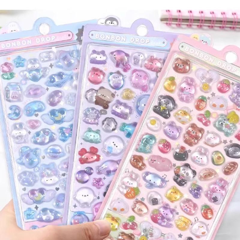 Creative 3D Crystal Bubble Stickers, Fun 3D Cartoon Decorative Stickers, DIY Phone Case Gift, Diary Notebook Calendar Hanging Decoration