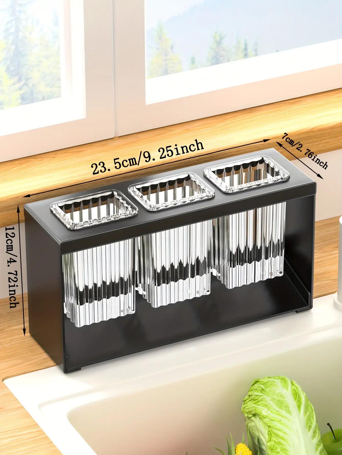 1pc Multifunctional Drain Rack With Built-in Drainage Storage Box, Household Chopstick Tube, Kitchen Tableware Storage Rack, Knife, Fork And Spoon Storage Rack, Countertop Storage, Organiser, Drainboard Dish Drainers