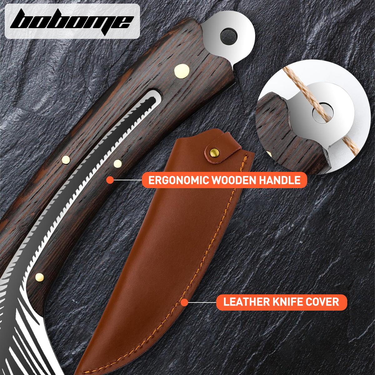 Japan Knife Feather Knife Hand Forged Viking Knife High Carbon Steel 8.3 Inches Blade Length - Wooden