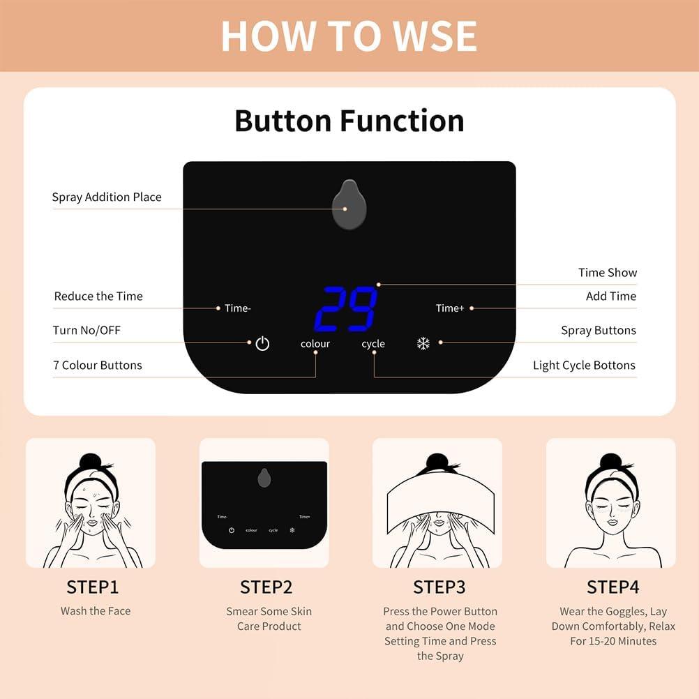 Red-Light-Beauty-Mask 7-Color LED Light Beauty for Face with Spray Function Gentle Skin Care Tool for Face Neck Body Home Use Gift Storage Friendly