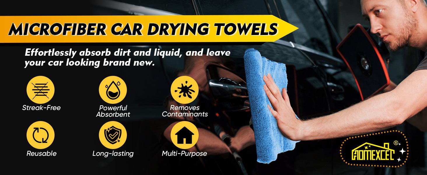 Car Drying Towels, 2 Pack Professional Microfiber Towels for Cars, Scratch-Free, Highly Absorbent Drying Towel for Cars, SUVs, RVs, Trucks, and Boats, 31 x 24 inch, Blue
