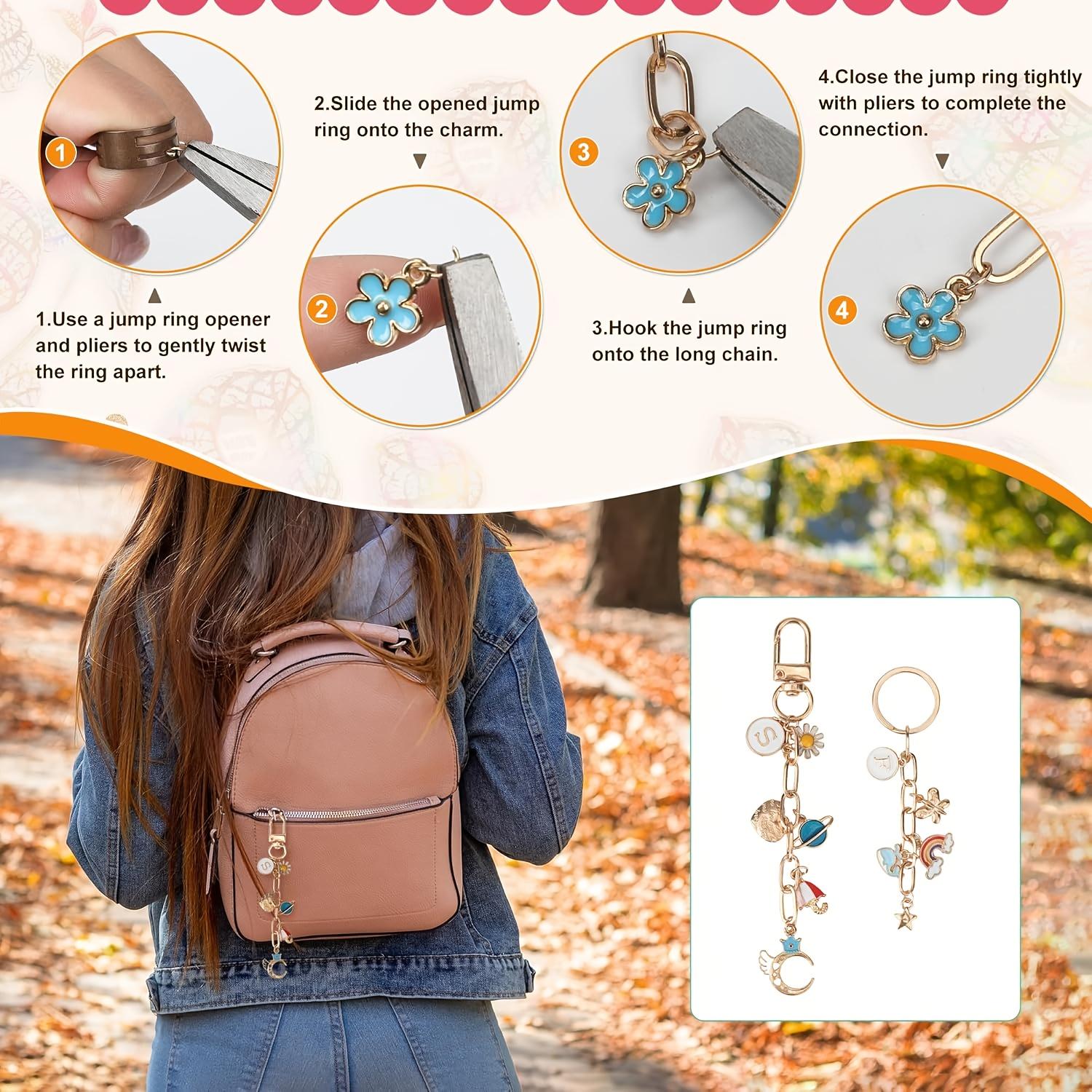 Keychain Making Kit with Clips Extender Chain Charms Jewelry Pliers Bag Charm Kit for DIY Crafting and Jewelry Making Supplies