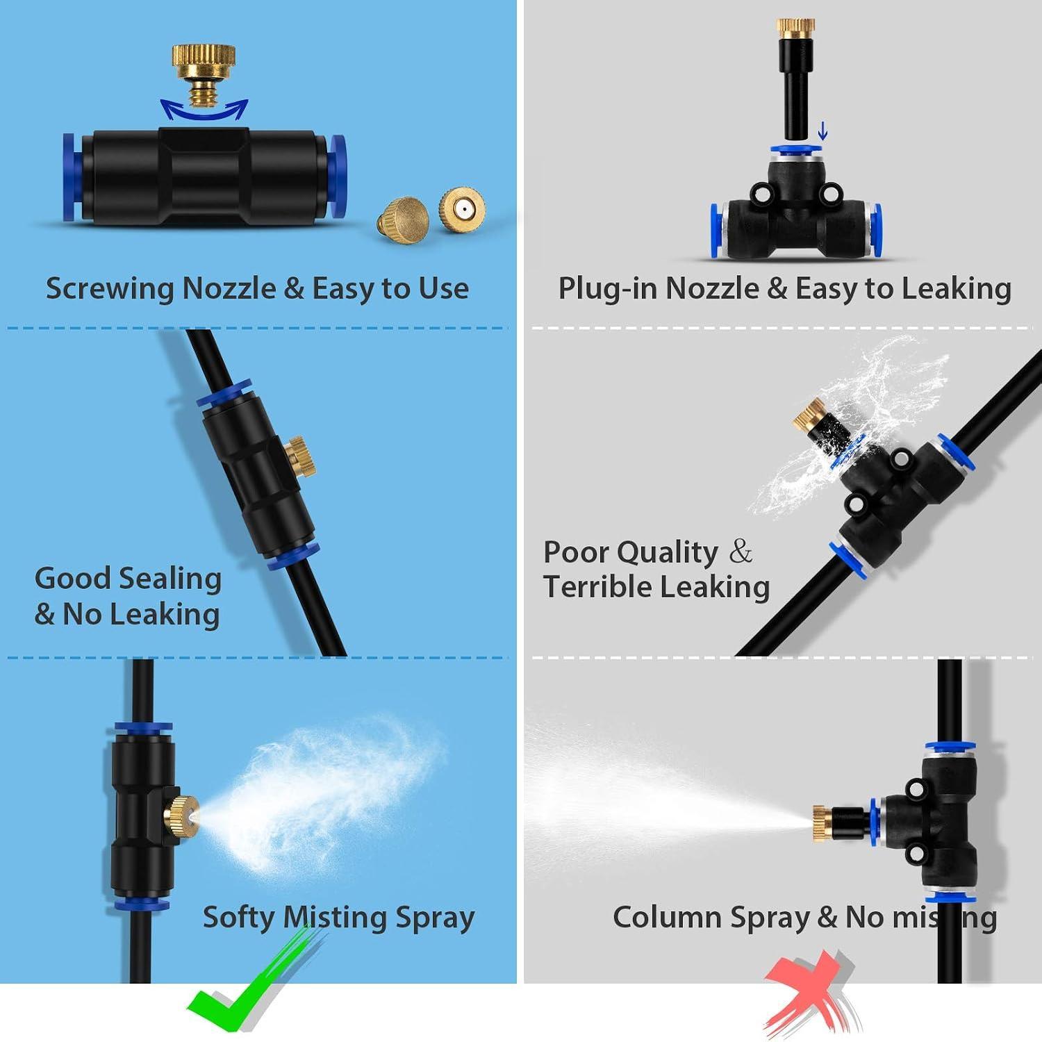 Misting Cooling System, Outdoor Misting System for Patio, 40 FT Misting Line+10 Mist Nozzles+3/4" Brass Adapter,Outdoor Mister System for Patio Garden Trampoline Greenhouse Misting Cooling System, Outdoor Misting System for Patio, 40 FT Misting Line+10 Mist Nozzles+3/4" Brass Adapter,Outdoor Mister System for Patio Garden Trampoline Greenhouse