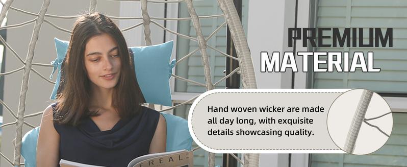 Hanging Egg Chair with Stand – Handwoven Rattan Patio Swing with Cushion, 350lb Capacity – Indoor/Outdoor Chic for Patio, Garden & Poolside Hanging Egg Chair with Stand – Handwoven Rattan Patio Swing with Cushion, 350lb Capacity – Indoor/Outdoor Chic for Patio, Garden & Poolside