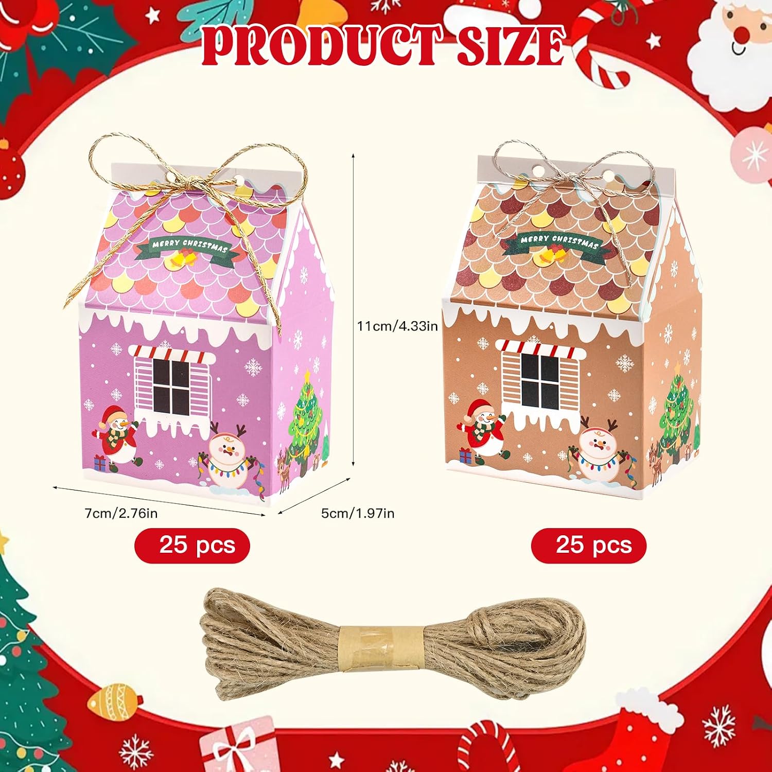 50 count Christmas Cookie Boxes,Small Christmas Wrap Boxes | Gingerbread House Candy Party Favor Box,for Wedding Party Xmas Shower 50 count Christmas Cookie Boxes,Small Christmas Wrap Boxes | Gingerbread House Candy Party Favor Box,for Wedding Party Xmas Shower