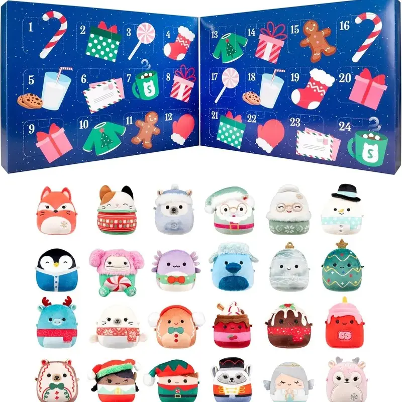 24-Day Countdown Blind Box Advent Calendar, Soft Fabric Mini Micromallows-Style Squish Figurines, Cool Gifts for Kids, Party Decor Toy, Blind Bag