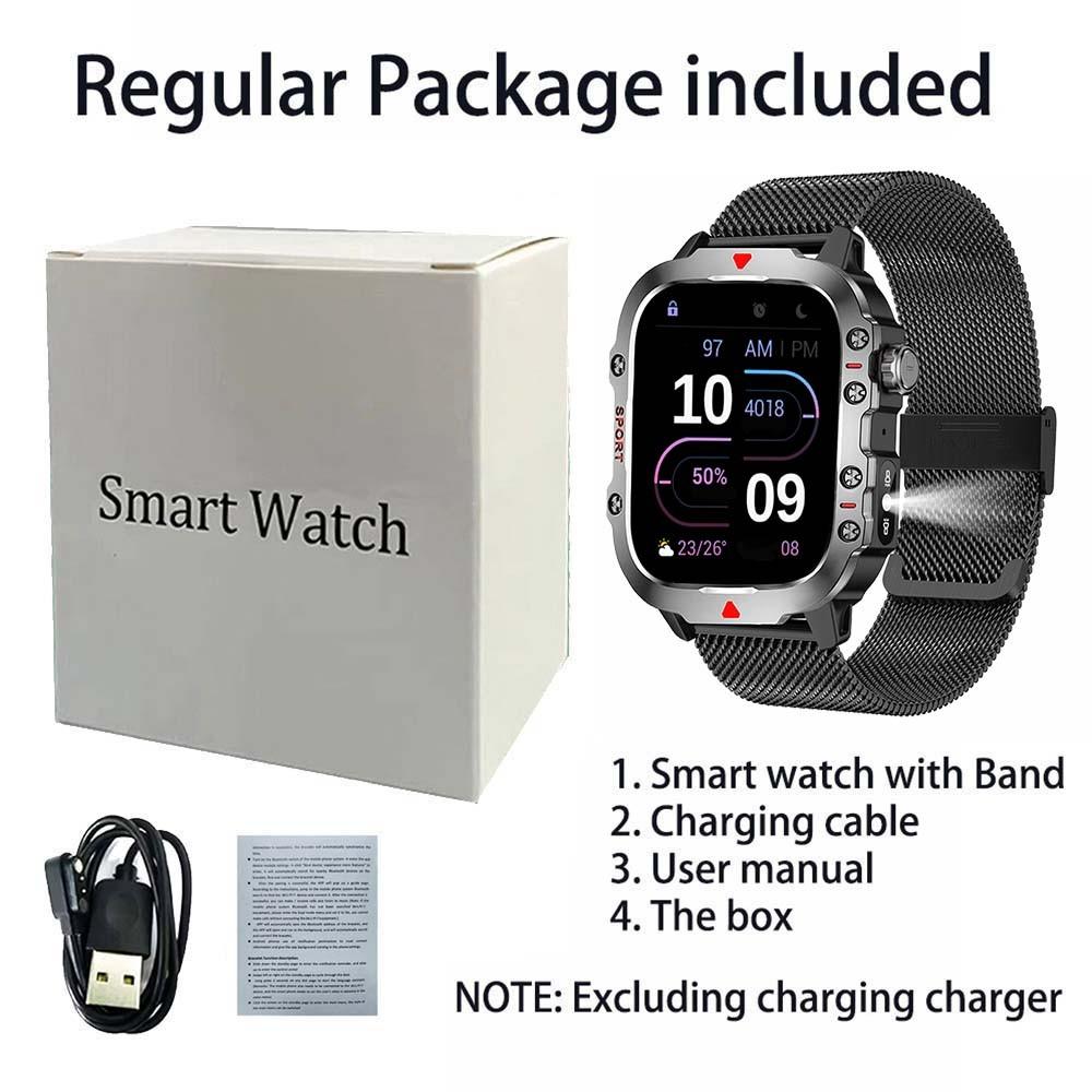 Commerce Flashlight Smartwatch HD Screen Fashionable Digital Watches Multiple Sports Modes Wireless Call Health Tracker Business Smart Watch Men Multifunctional 2.01 Inch