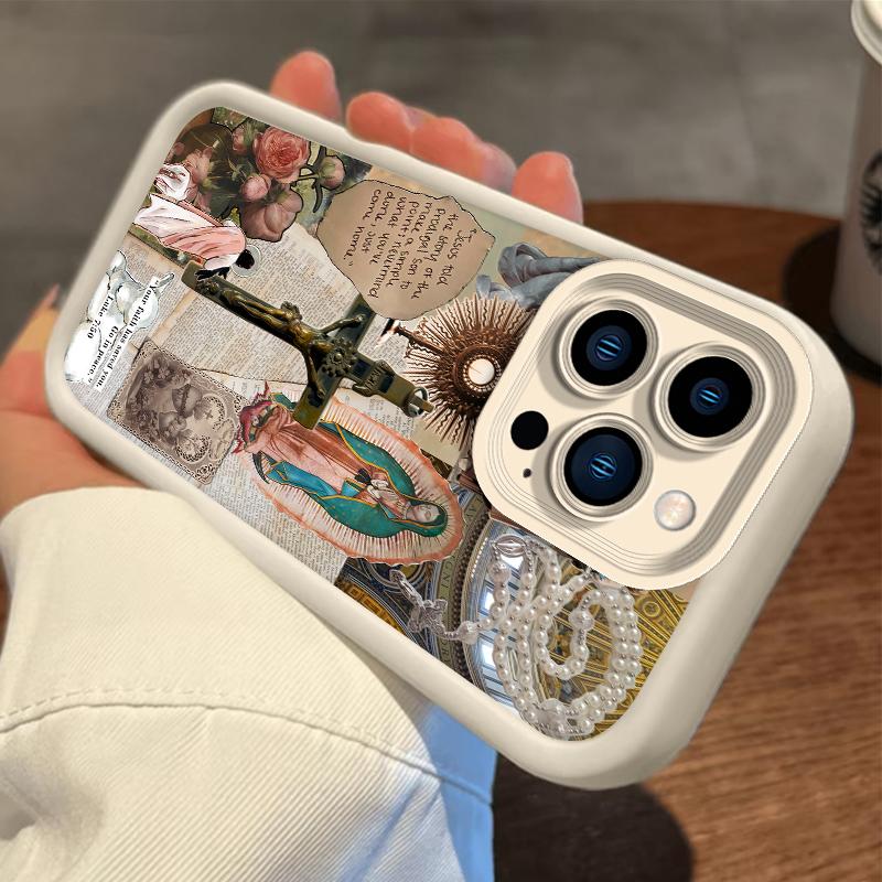 Phone case for iPhone 16 Pro Max 15 Plus 14 13 12 11 XR XS Samsung Galaxy S24 S22 S23 Fashion Religious Collage Anti-Scratch Shockproof TPU Bumper Drop-proof Cover