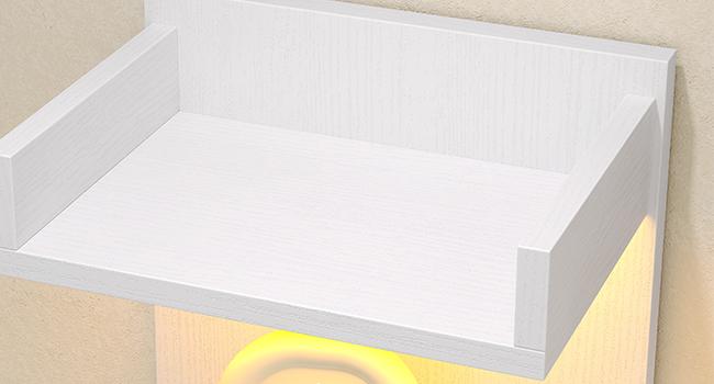 HOOBRO Wall Shelf with LED Remote Control Lights, 4-Tier Floating Shelves Wall-Mounted for Storage, Vertical Display Stand, Modern Column Rack, for Bedroom, Living Room, Hallway, White Interior Decoration Items