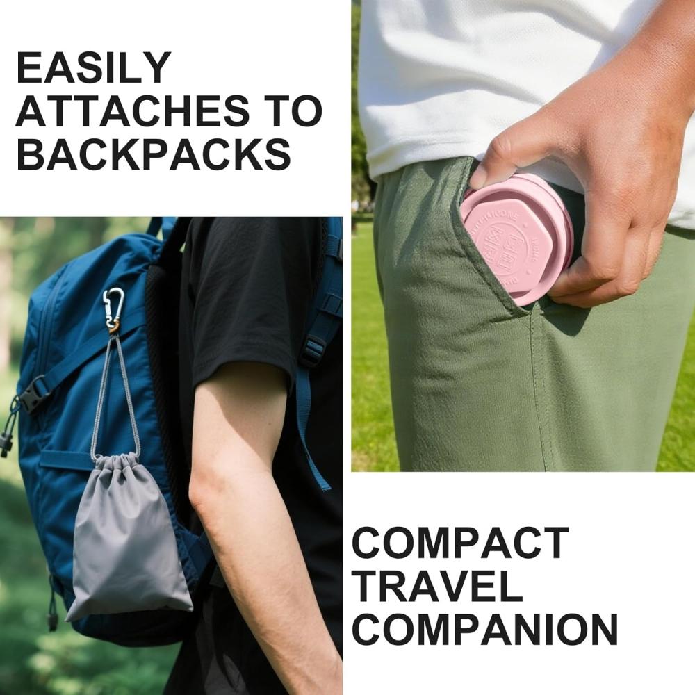 180 milliliters foldable water bottle, silicone foldable travel cup - Silicone foldable camping cup with lid - Easy to store, convenient to carry, suitable for travel and camping use