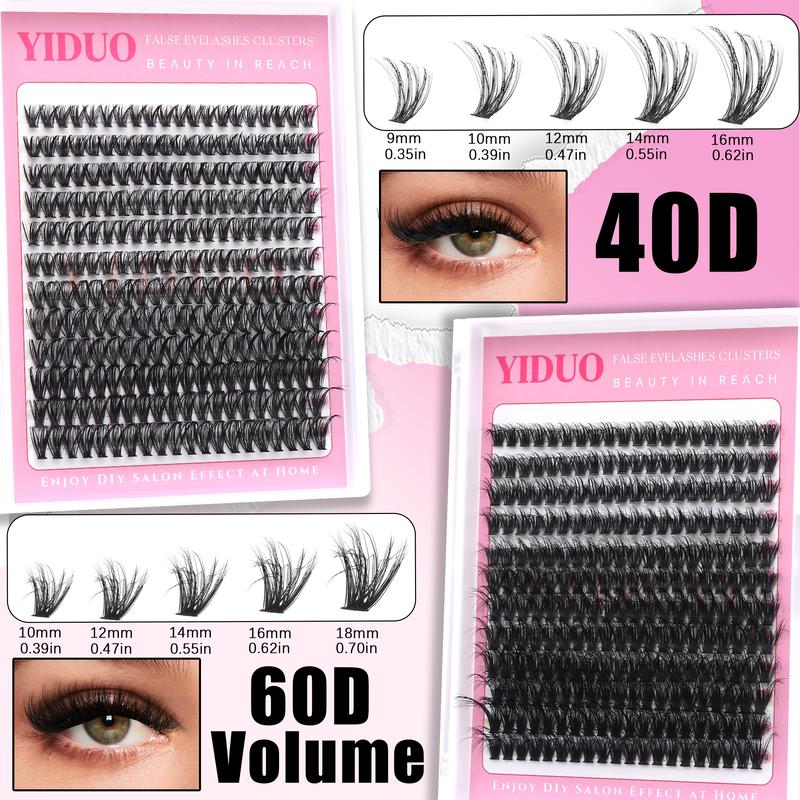 YIDUO 7 Styles Lash Clusters Kit Volume Eyelash Clusters Kit With Bottom eyelash&Spikes Lashes 1600 pcs DIY Eyelash Extensions 5-20mm 40D&60D&80D&100D&Volume Lash with Lash Bond and Seal, Lash Remover