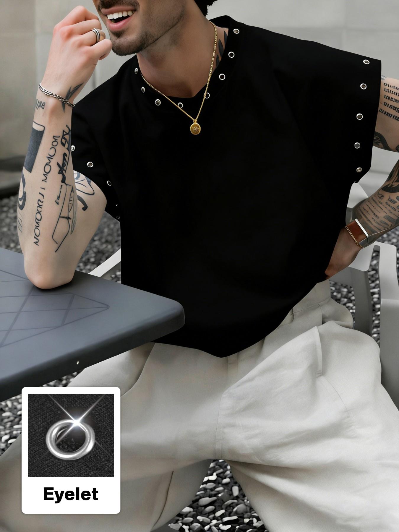 Men's Short Box Vest, Summer Vacation Basic, Eyelet Crafted Tank Top, Fitness Jogging Casual Streetwear, Holiday Gift Choice