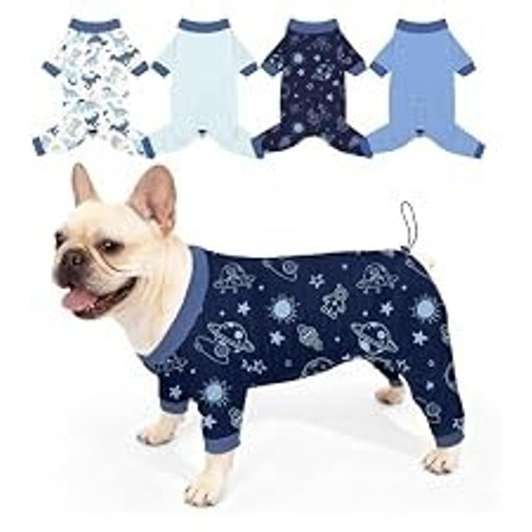 Dog Pajamas, 4 Pack Dog Recovery Suit Shedding Suit Cute Soft Puppy Clothes Dogs Pjs Onesies Jammies Adjustable Breathable & Stretchy Clothes for Small Medium Large Dogs Girl Boy Puppy-M Dog Pajamas, 4 Pack Dog Recovery Suit Shedding Suit Cute Soft Puppy Clothes Dogs Pjs Onesies Jammies Adjustable Breathable & Stretchy Clothes for Small Medium Large Dogs Girl Boy Puppy-M