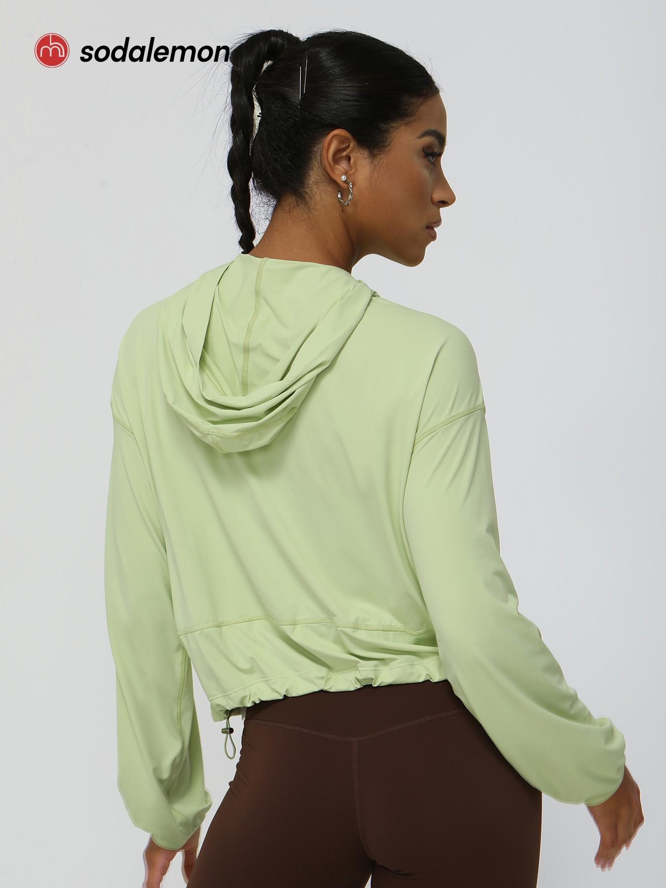 Sodalemon Women's Solid Color Hooded Sports Jacket, Quick Drying Breathable Sports Outerwear, Ladies Sportswear for Yoga Running