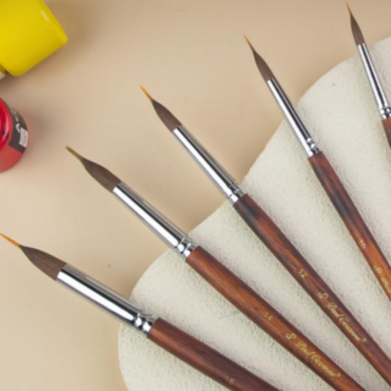 6pcs animal hair professional hook brush set, including 6 brushes of different models, is suitable for watercolor, acrylic and oil painting creation, and is a powerful tool for professional painters, art students and art lovers to express delicate strokes