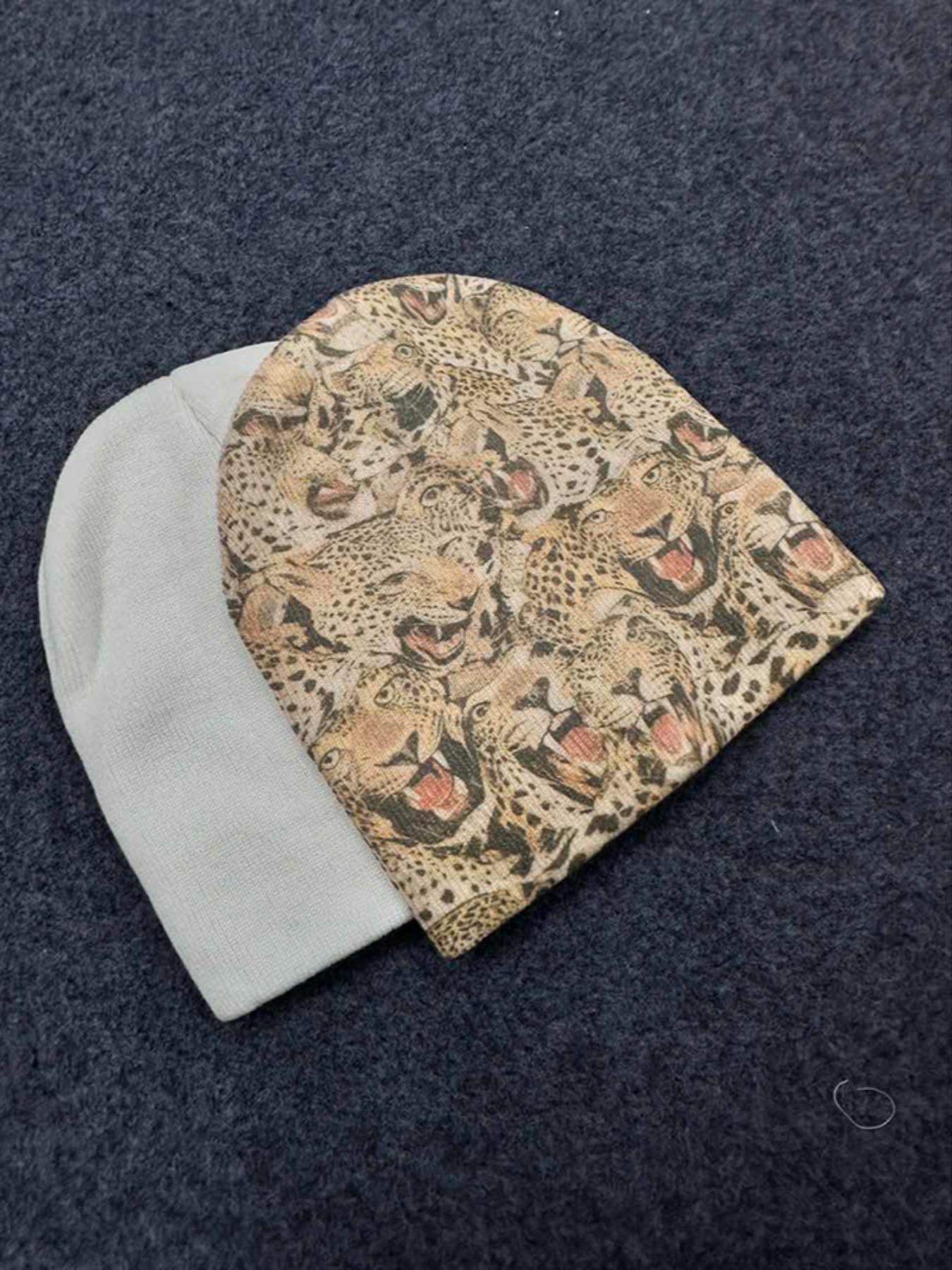 Unisex Knit Beanie Hat, Asymmetrical Design, Cartoon Pattern, Fitted Style, Fall & Winter Warm Accessory, Y2K Fashion, Knit Hats