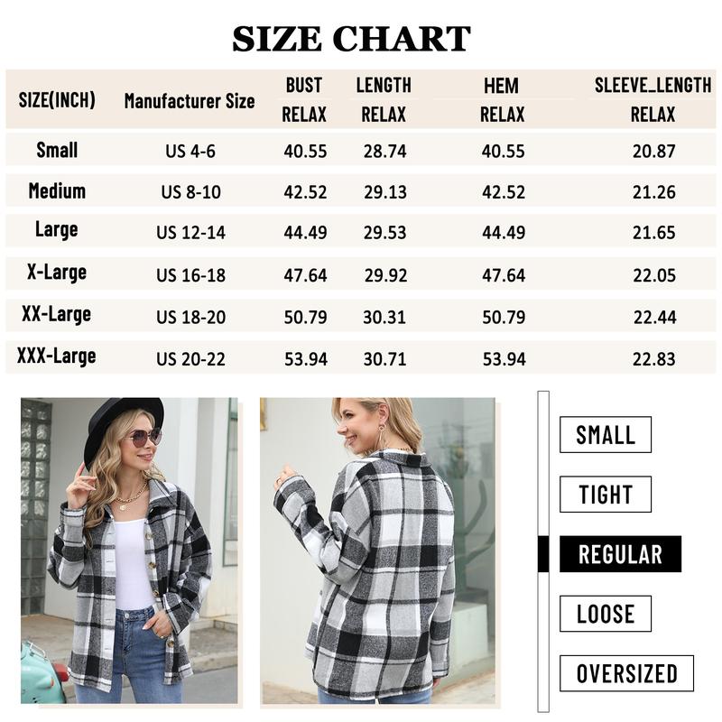 Angerella Womens Casual Plus Size Shacket Jacket Long Sleeve Button Down Shirts Blouses Tops Collared Coats