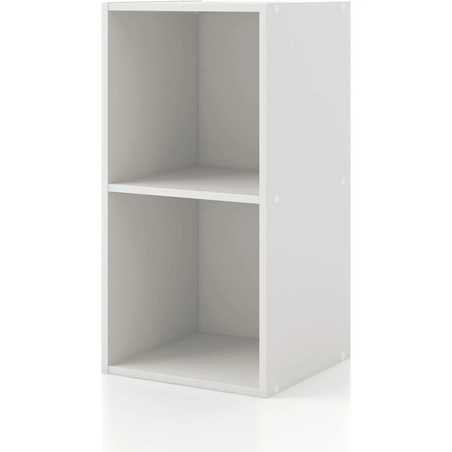 Apexa 2-Cube Storage Organizer Shelves, Stackable Wood Bookcase Fits Cubby Bins for Organization, Dorm Teen Room Decor & Home Office, White