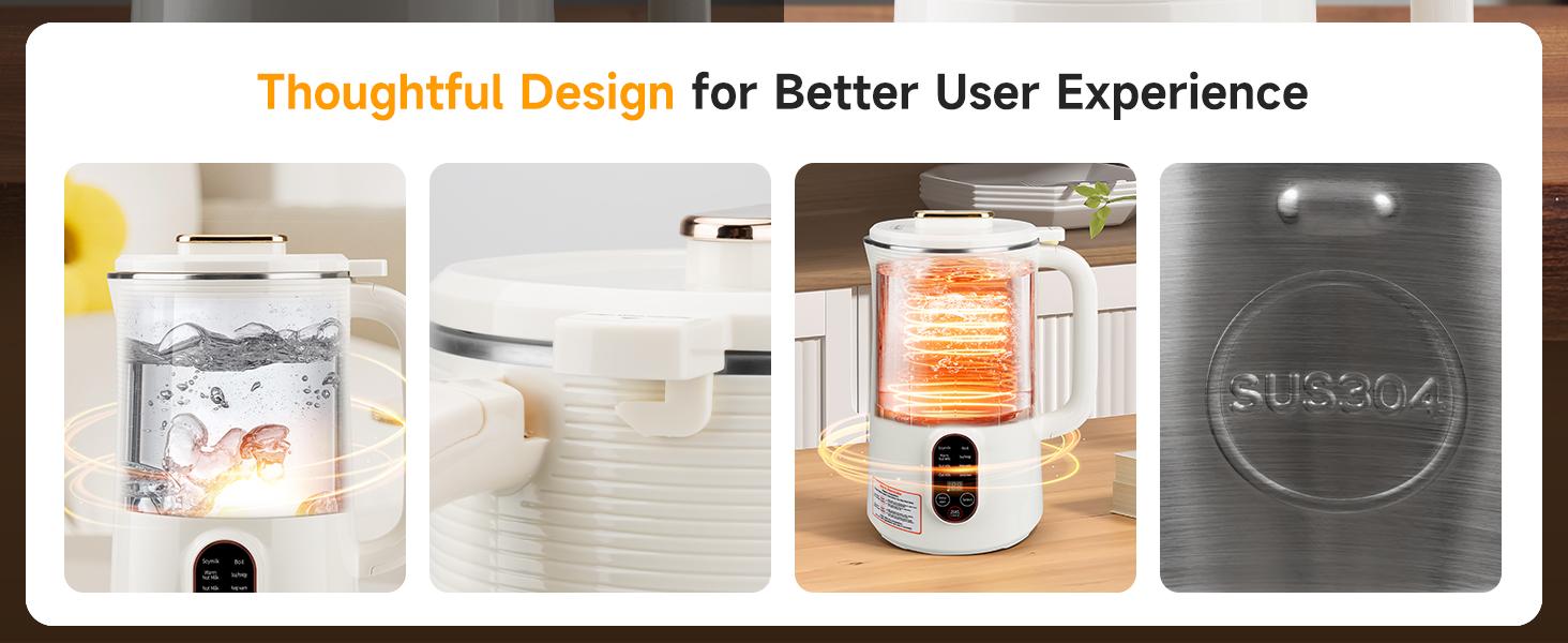 10 in 1 Almond Milk Maker & Nut Milk Maker Machine, 35oz Automatic Soy, Oat, Coconut Milk, Juice & Porridge Maker with 8 Blades, Delay Start, Keep Warm, Boil Water, Self-Cleaning, Cream