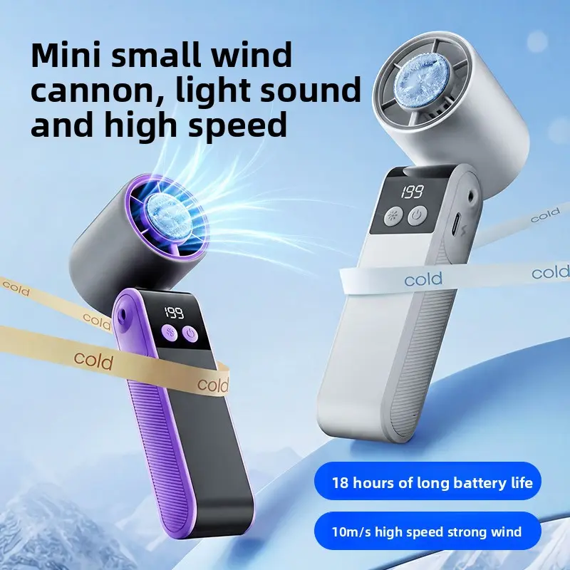 Fan Temperature Module 199-Speed Turbo Handheld Ice Compress Cooling Fan, USB Rechargeable ...