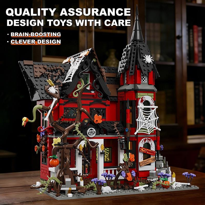 1249pcs MOC Haunted House Building Blocks Set Horror Spooky Building Bricks DIY Puzzle Toys for Adults Kids Gift Room Decoration