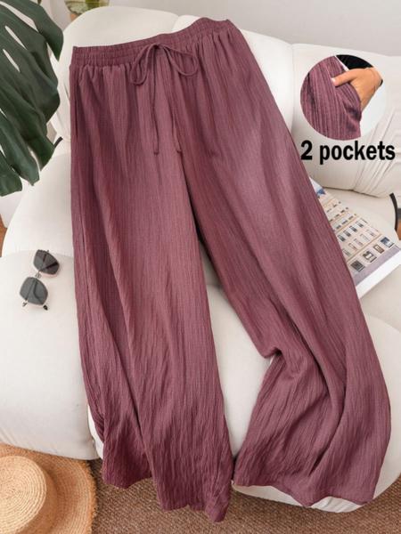 Women's Solid Color Wide Leg Pants, Casual Comfy Trousers for Daily Wear, Ladies Bottoms for All Seasons, Casual Fashion Pants