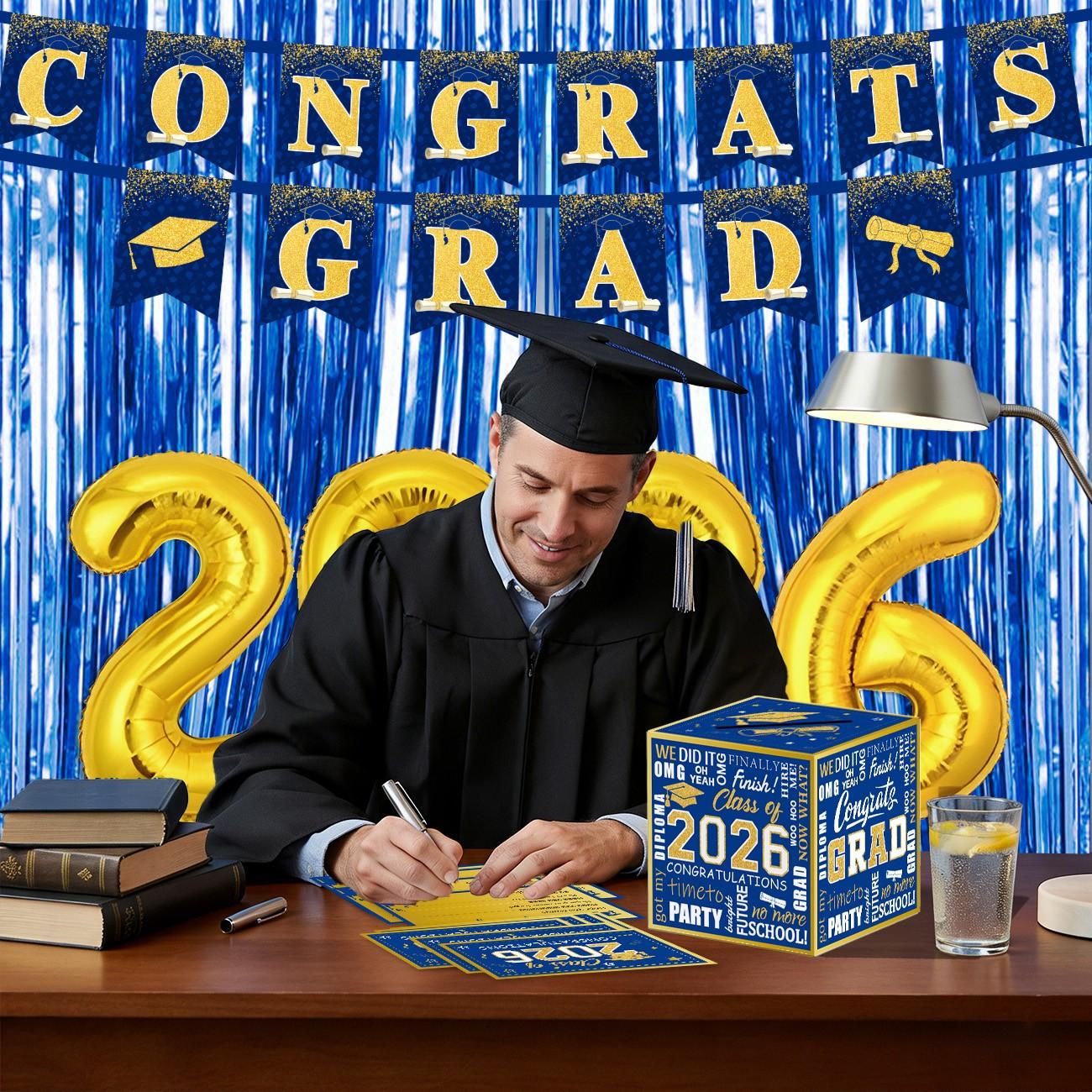 Graduation Party Decoration Set, 48pcs Advice Cards & Rose Design, Perfect Graduation Gifts for Class of 2026 Celebrations