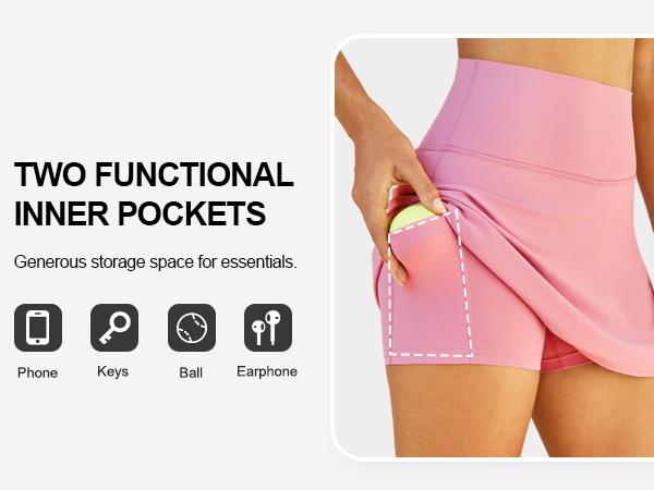 Dlooda Womens Skort Tennis Skirt with Pocket Shorts Mini Golf Skirts High Waisted Athletic Skorts Summer Workout
