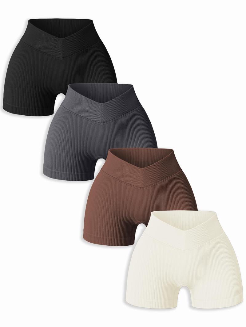 Women's Solid Color High Waist Gym Shorts, Breathable Comfortable Sports Bottoms for Yoga Gym Workout Running, Ladies Sportswear for All Seasons