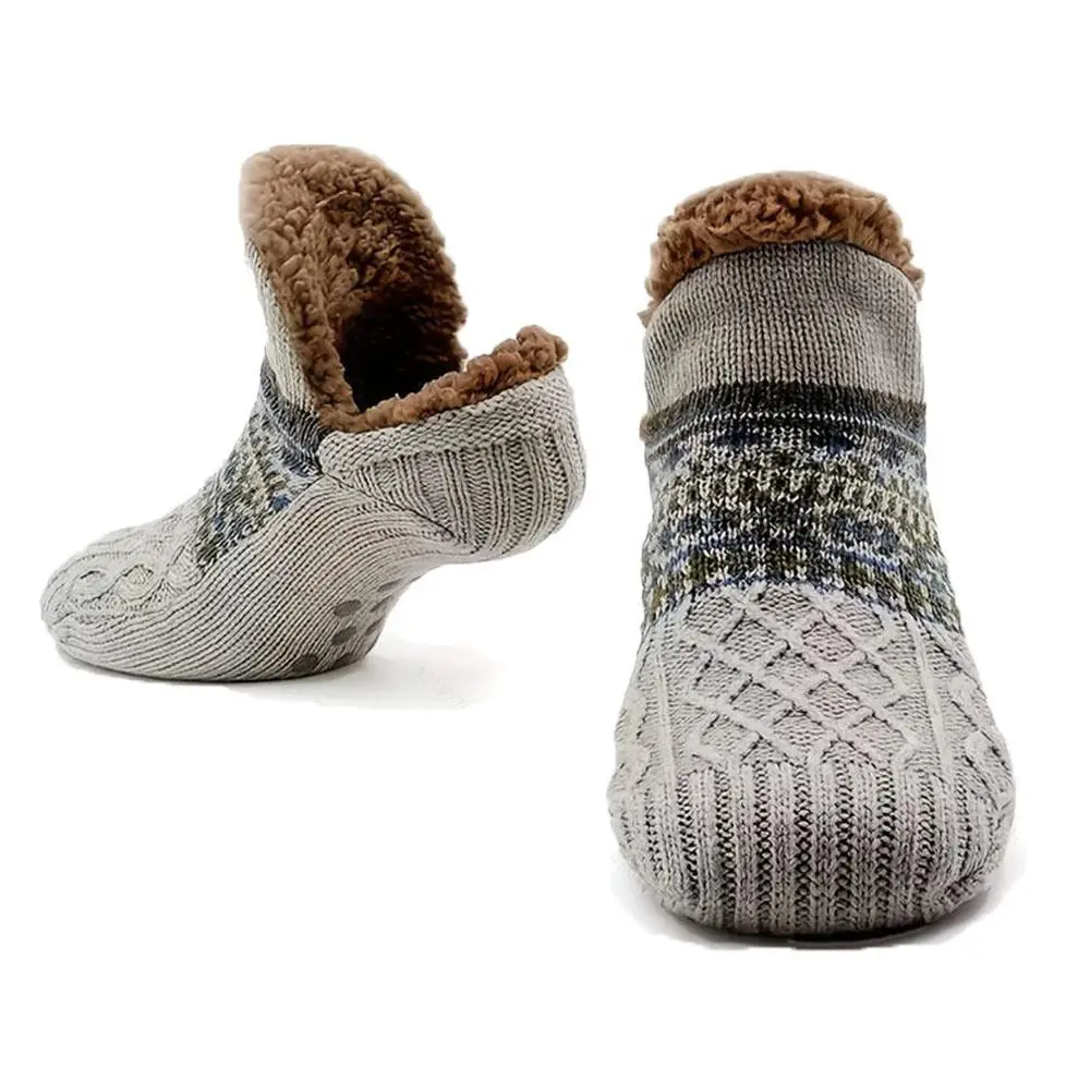 Men's Sherpa Fluffy Warm Winter Socks & Slippers - Non-Slip Knitted Bed Socks