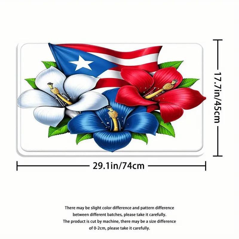 1/4pcs Puerto Rican flag pattern shower curtain set, includes non-slip mat, U-shaped rug, and toilet seat cover. Perfect for bathroom decoration, partitioning, and beautifying the space. Comes with 12 shower curtain hooks. Bathroom Decoration Accessories