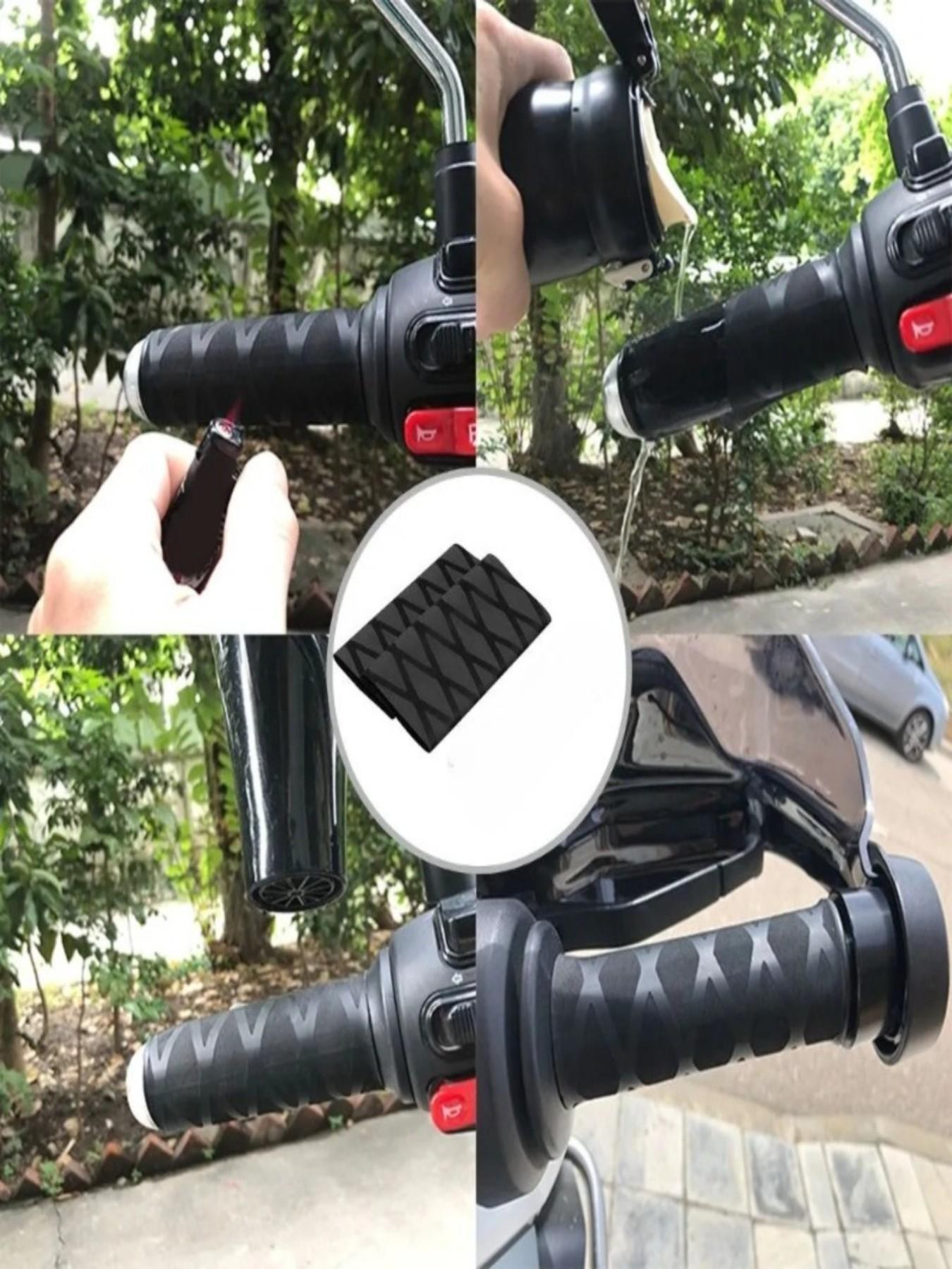4 Piece Motorcycle Handlebar Grips, Heat Shrink Anti-Slip Rubber Protector, Suitable for Motorcycles and Scooters, Handguard Protection
