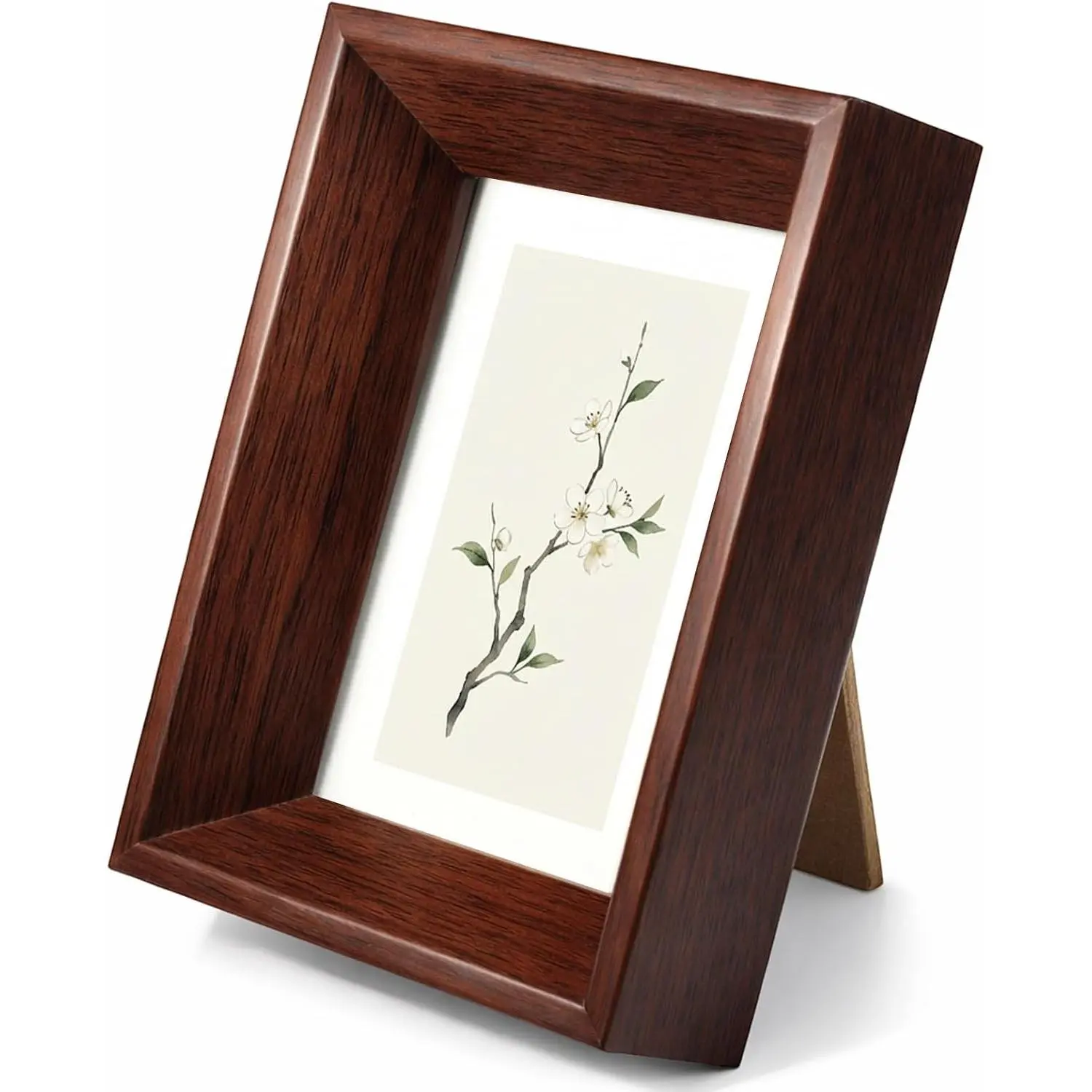 2x3 Wooden Picture Frame, Rustic Brown Mini Photo Frame with Clear Glass for Tabletop Display and Wall Mounting