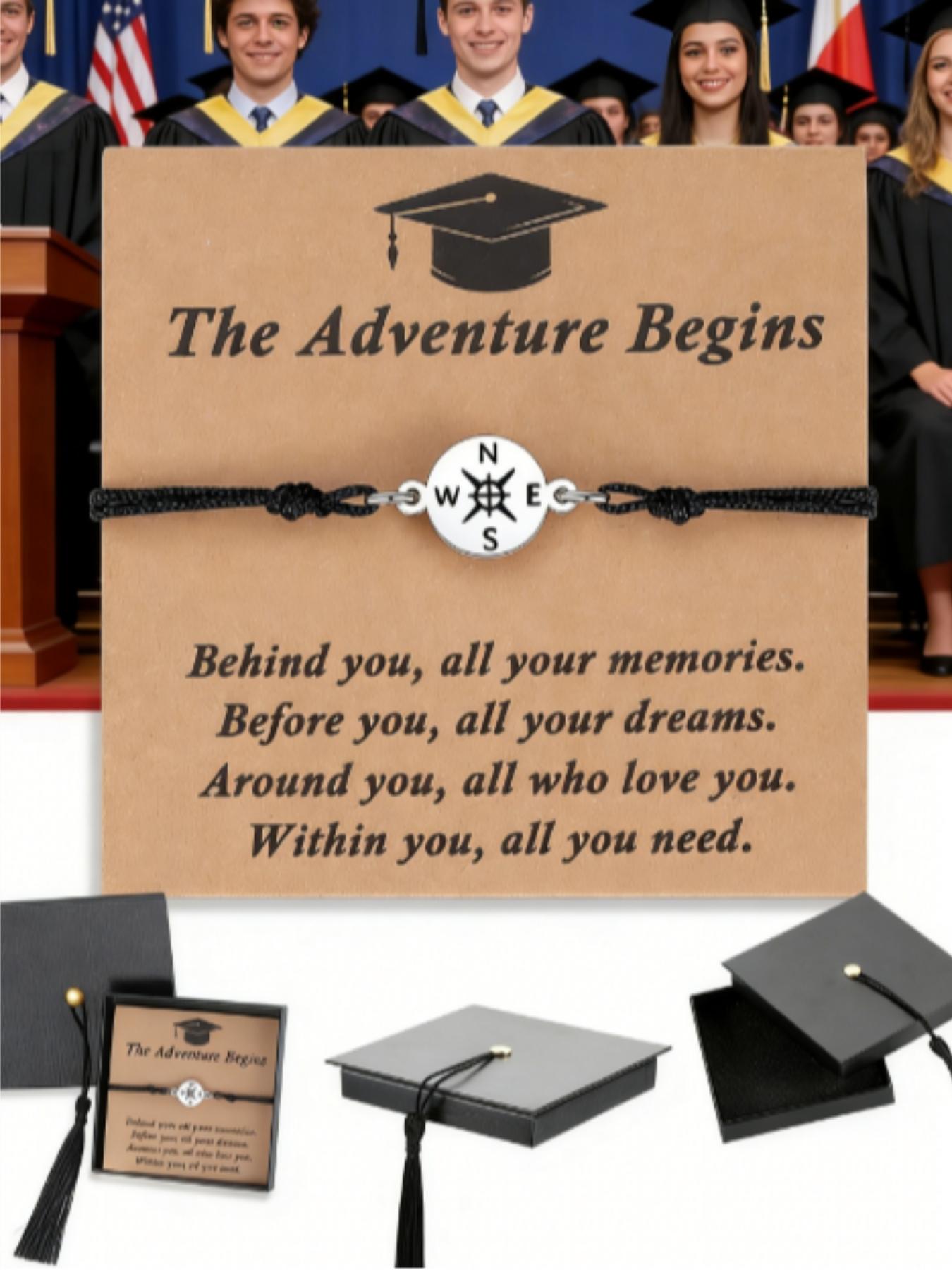 Graduation Gifts for Her Him Kindergarten Class of 2026 Cool High School College Graduation Gift 5th 8th Grade Teen Girl Boy Bracelet Women Jewelry Cards Middle School Nurse Senior Daughter Student Adjustable Cuffs