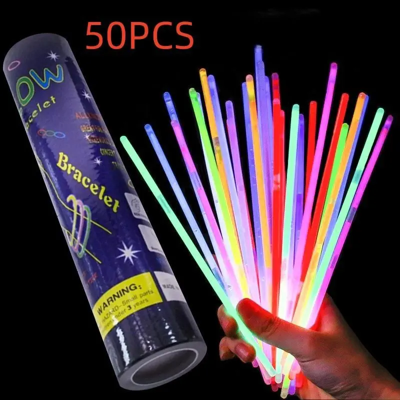 50 Glow Sticks Flashing Toys, Kids' Fluorescent Wristbands, Fun Party Accessories, Bright Illumination for Children, Safe & Durable Design